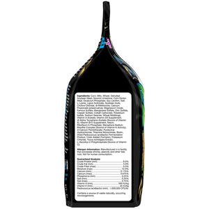 Side view of the Brown's Bird Lover's Blend® Duck & Goose Blend Seeds, 7-lb bag  and the ingredients. 