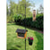 AdjustaPole Yard Kit with customizable height, featuring a bird feeder and planter on a sturdy pole with adjustable hangers for easy bird watching.