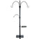 Three Hook Bird Feeding Station with adjustable hangers, ceramic birdbath, and seed tray on a black metal stand designed for easy bird viewing and maintenance.