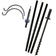 Two Arm Feeding Station with Twister Ground Socket, shown disassembled with tubular poles, auger base, spear top, and S-hooks for easy assembly and secure bird feeder hanging.