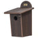 Birds Choice Bluebird House in Brazilian Walnut, featuring a wood grain texture, 1-1/2 inch entrance hole, and easy-access front panel for cleaning.
